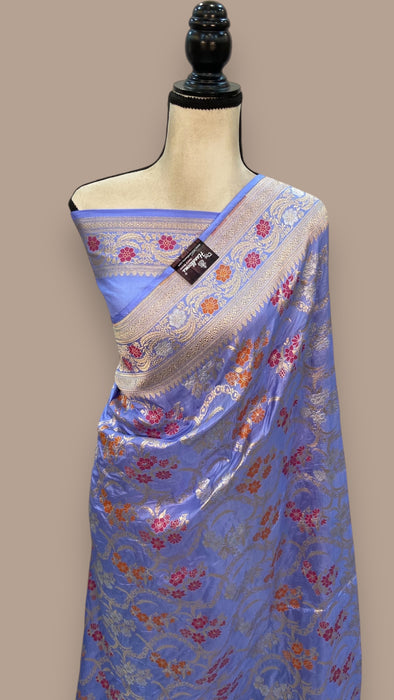 Pure Katan Silk Banarasi Handloom Saree - All over Jaal work - With Meenakari