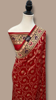 Pure Georgette Banarasi Handloom Saree - with meenakari work - The Handlooms