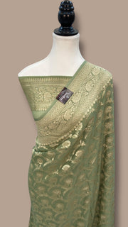 Khaddi Georgette Handloom Banarasi Saree - The Handlooms