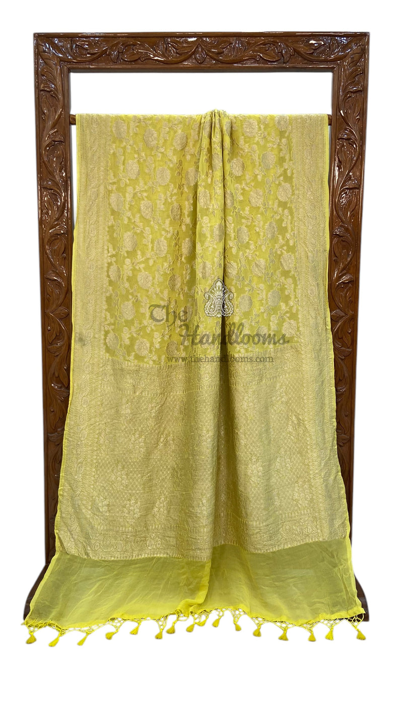 Khaddi Georgette Handloom Banarasi Saree - The Handlooms