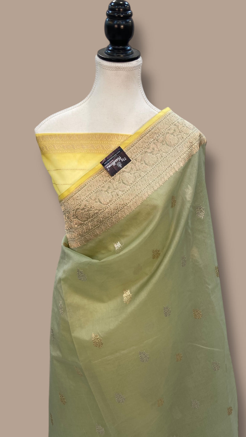 Pure Kora Handloom Banarasi All Over Kadua Motifs Saree - The Handlooms