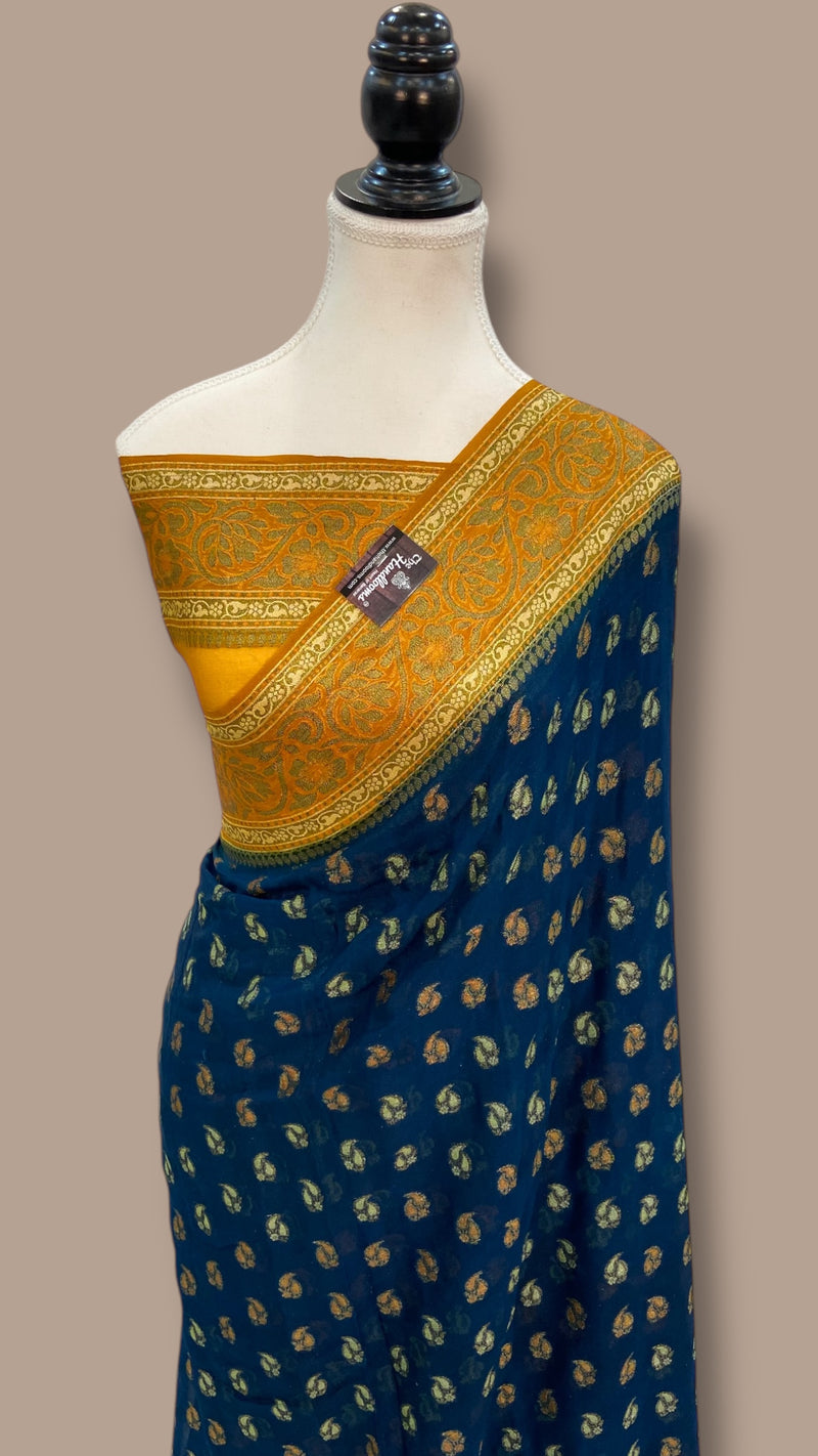 Pure Chiffon Khaddi Banarasi Saree - The Handlooms