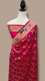 Pure Katan Silk Banarasi Handloom Saree - All over Jaal Work With Meenakari - The Handlooms