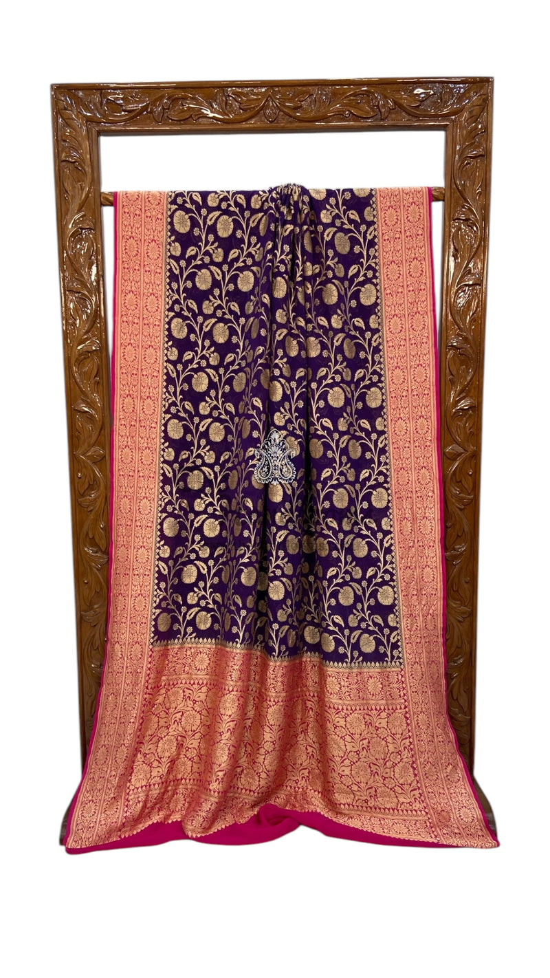 Pure Khaddi Georgette Banarasi Saree -  Gold zari - The Handlooms