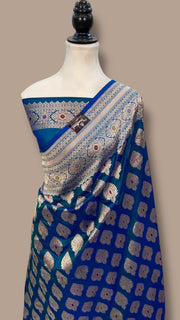 Pure Katan Silk Banarasi Handloom Saree - All over Jaal Work With Meenakari - The Handlooms