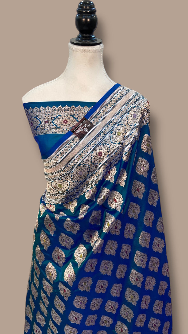 Pure Katan Silk Banarasi Handloom Saree - All over Jaal Work With Meenakari - The Handlooms