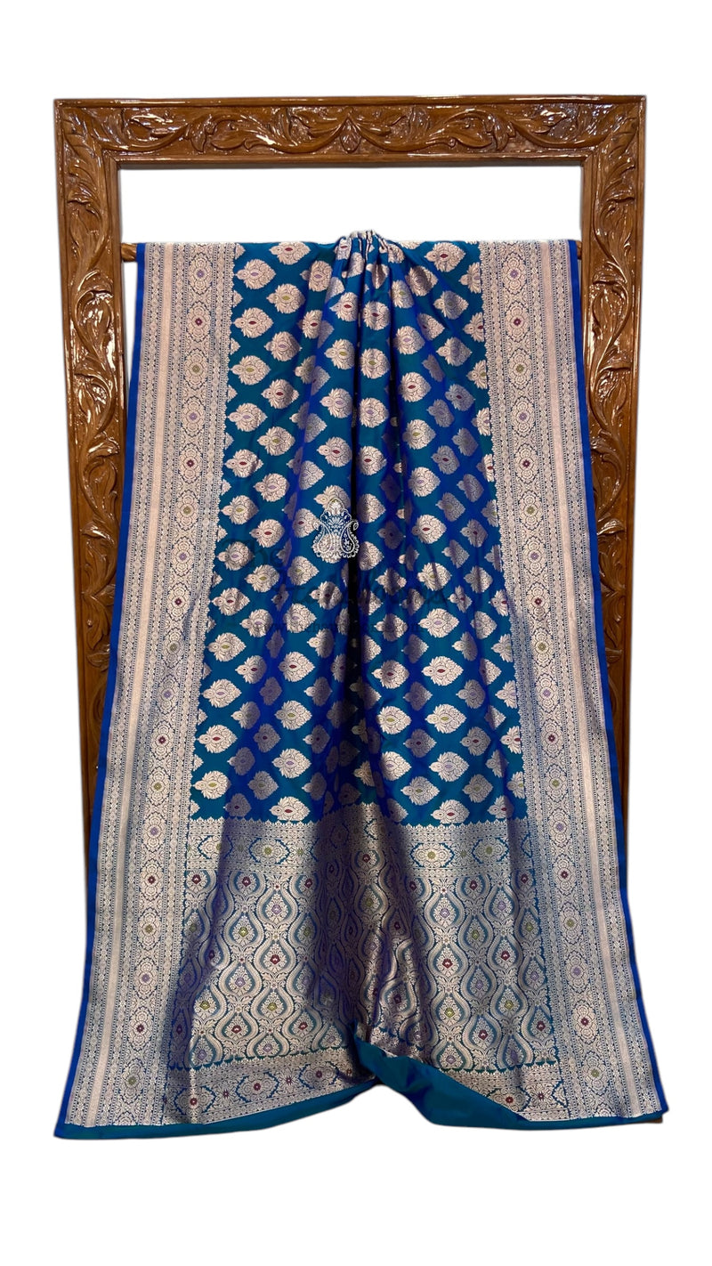 Pure Katan Silk Banarasi Handloom Saree - All over Jaal Work With Meenakari - The Handlooms