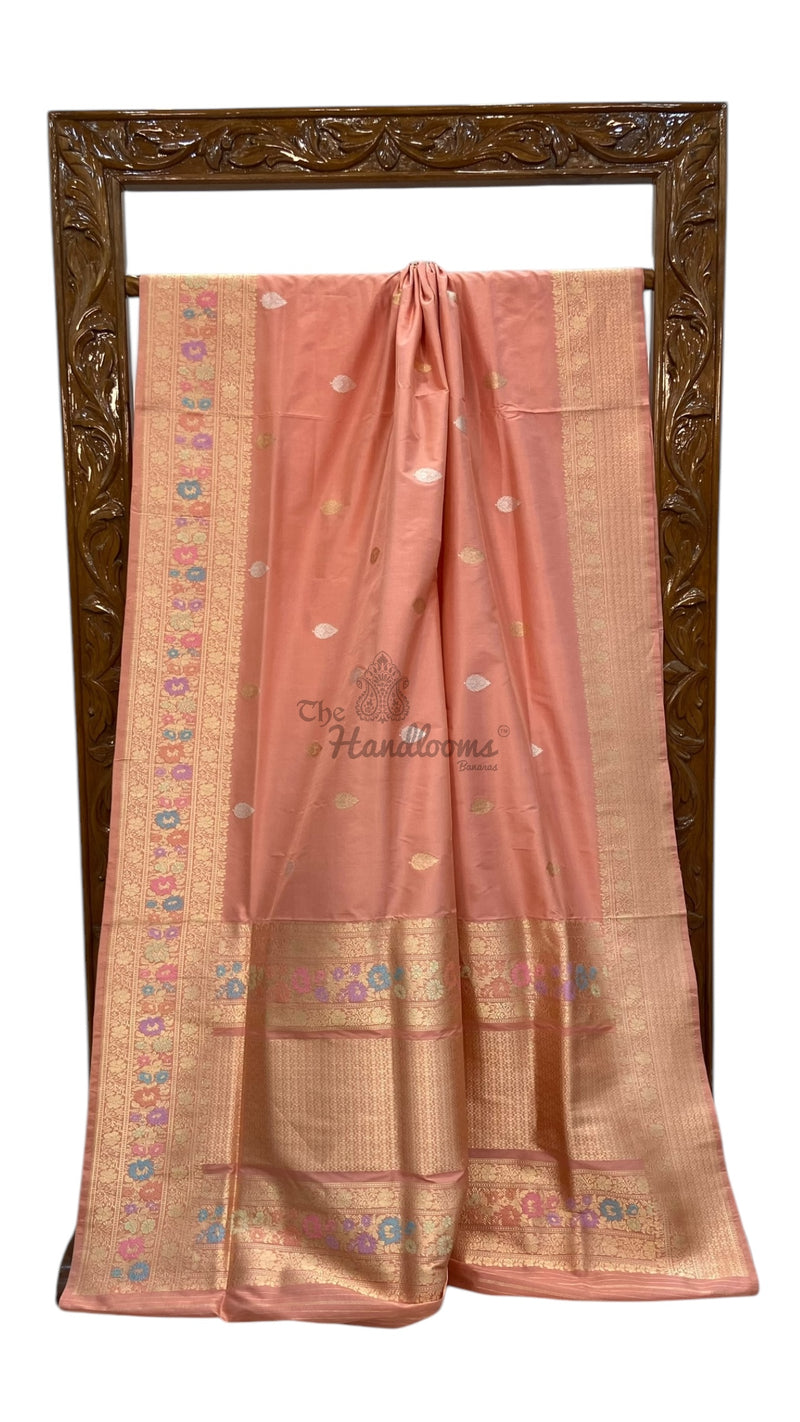 Pure Katan Silk Banarasi Handloom Saree - All over Sona Roopa Kadua motifs - The Handlooms