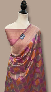 Pure Katan Silk Banarasi Handloom Saree - All over Jaal Work With Rangkart - The Handlooms