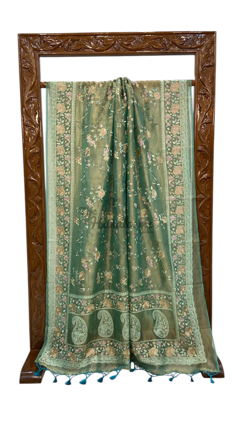 Pure Tissue Handloom Banarasi Saree With Chikankari - The Handlooms