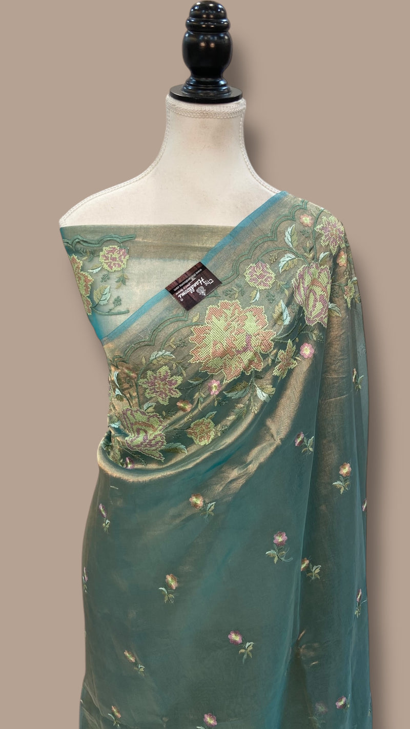 Pure Tissue Handloom Banarasi Saree With Chikankari - The Handlooms