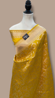 Pure Katan Silk Banarasi Handloom Saree - All Over Jaal Work - The Handlooms