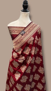 Katan Silk Banarasi Handloom Saree - All over Sona Roopa Jaal work - The Handlooms