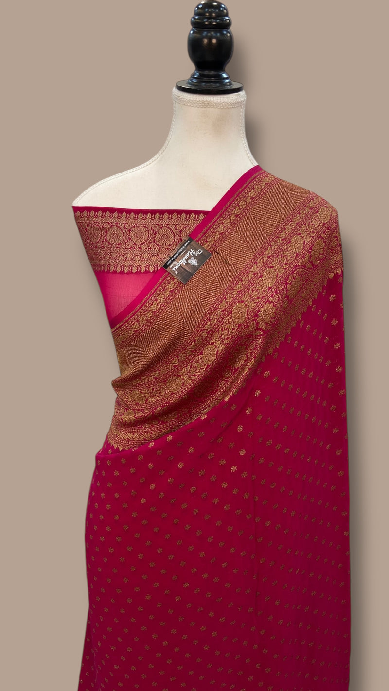 Khaddi Georgette Banarasi Saree -  Antique zari - The Handlooms
