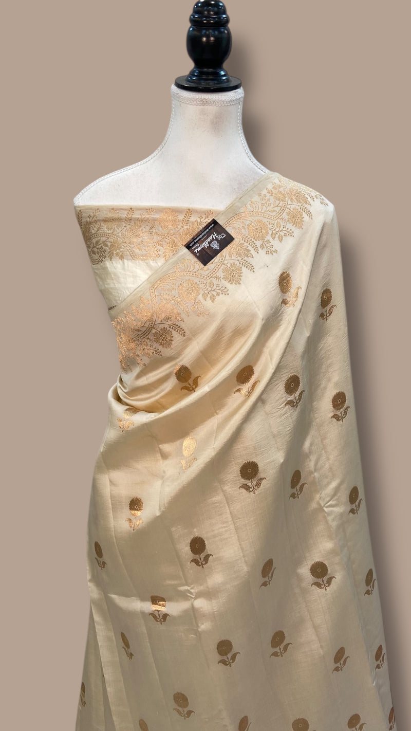 Pure Katan Silk Banarasi Handloom Saree - All over Kadua motifs - The Handlooms
