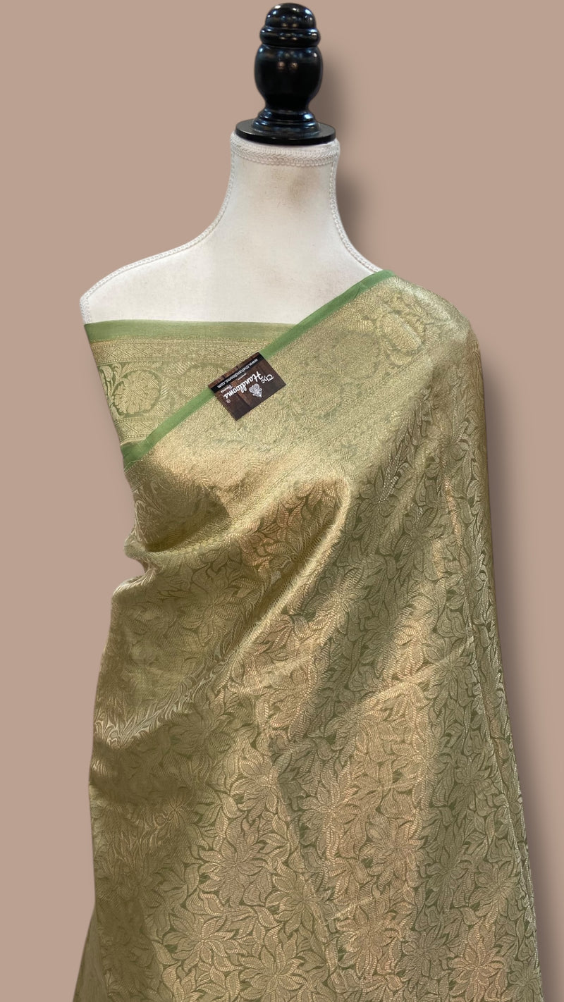 Pure Kora Tissue Tanchui Handloom Banarasi Saree - The Handlooms