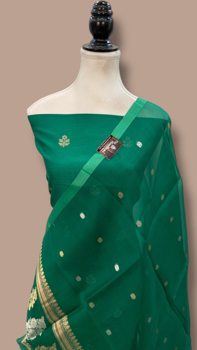 Pure Silk Handloom Banarasi Dress Material Kadua Boota With Kora Dupatta - The Handlooms