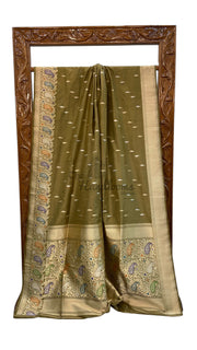 Pure Katan Silk Banarasi Handloom Saree - All over Kadua motifs With Meenakari - The Handlooms