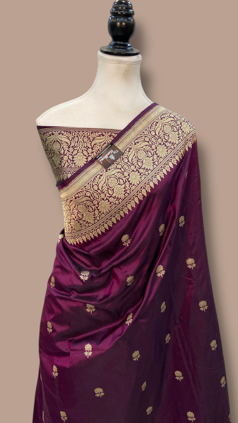 Pure Katan Silk Banarasi Handloom Saree - All Over Kadua Motifs - The Handlooms