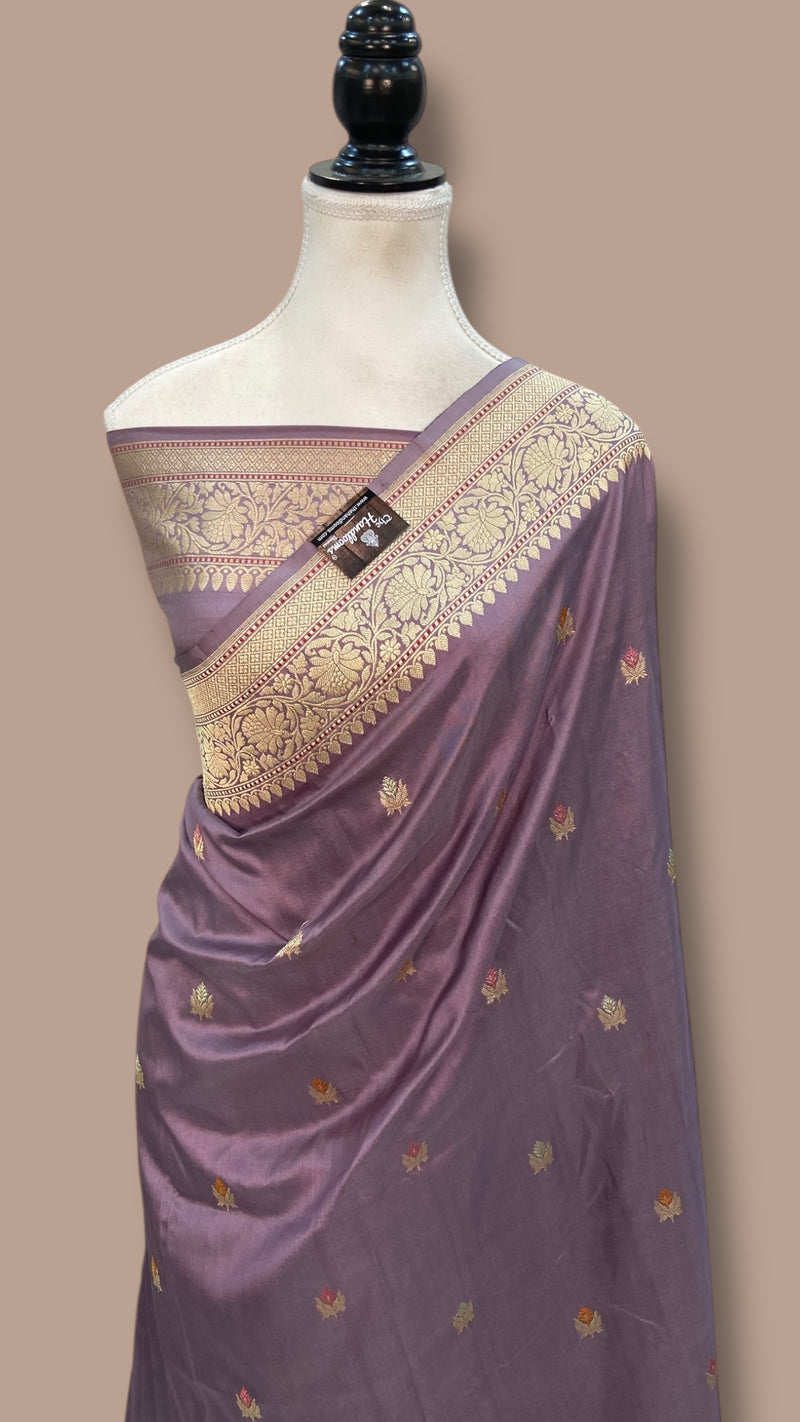 Pure Katan Silk Banarasi Handloom Saree - All over Kadua motifs With Meenakari - The Handlooms