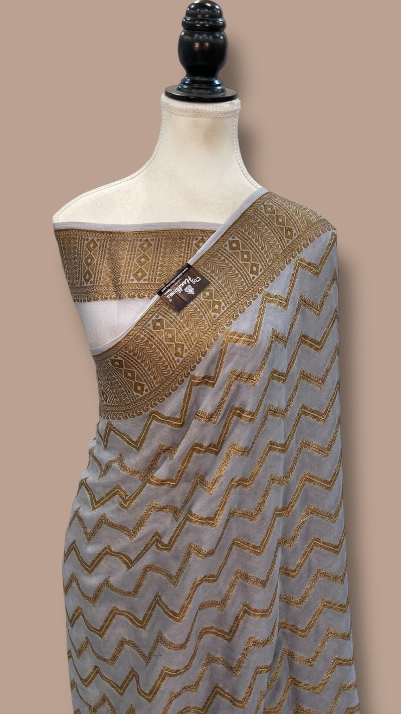 Pure Chiffon Khaddi Banarasi Saree - The Handlooms