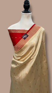 Pure Katan Silk Banarasi Handloom Saree - All over Kadua motifs - The Handlooms