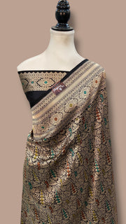 Regal Pure Katan Silk Banarasi Saree – Handwoven Tanchui Brocade with Meenakari Work - The Handlooms