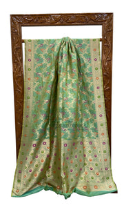 Pure Katan Silk Banarasi Handloom Saree - All over Jaal work With Meenakari - The Handlooms