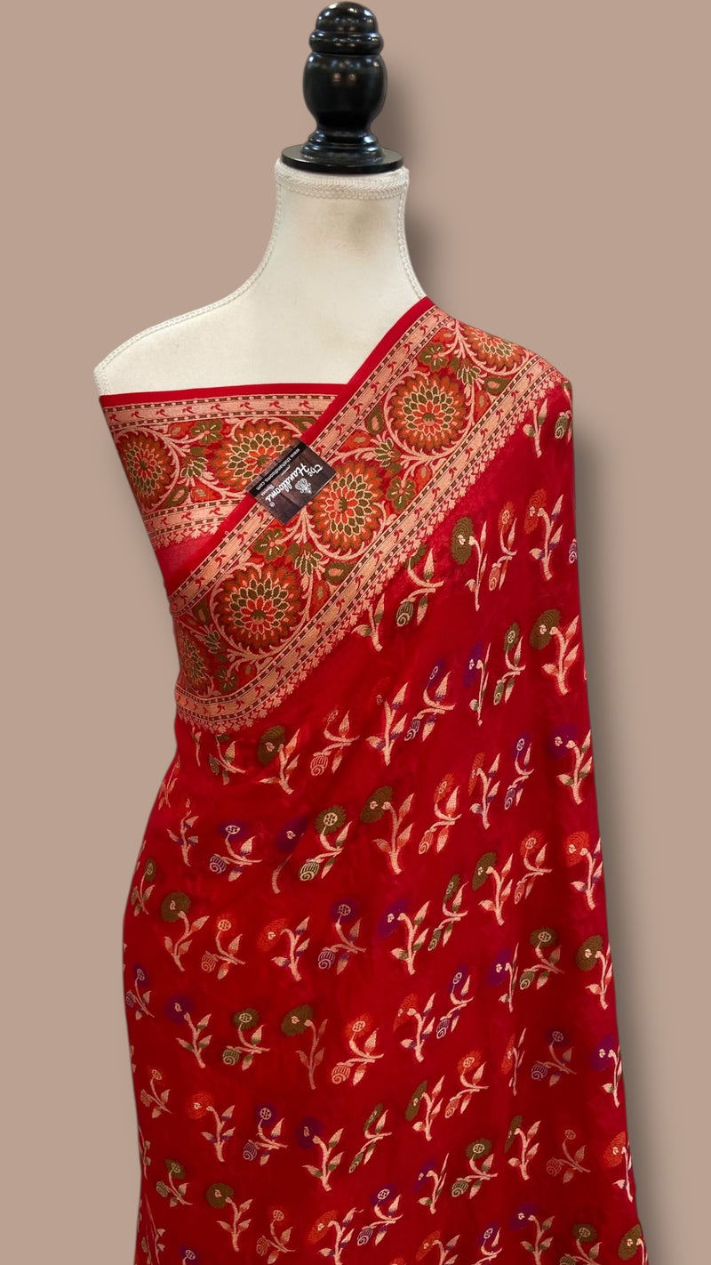 Pure Chiffon Khaddi Banarasi Saree - The Handlooms