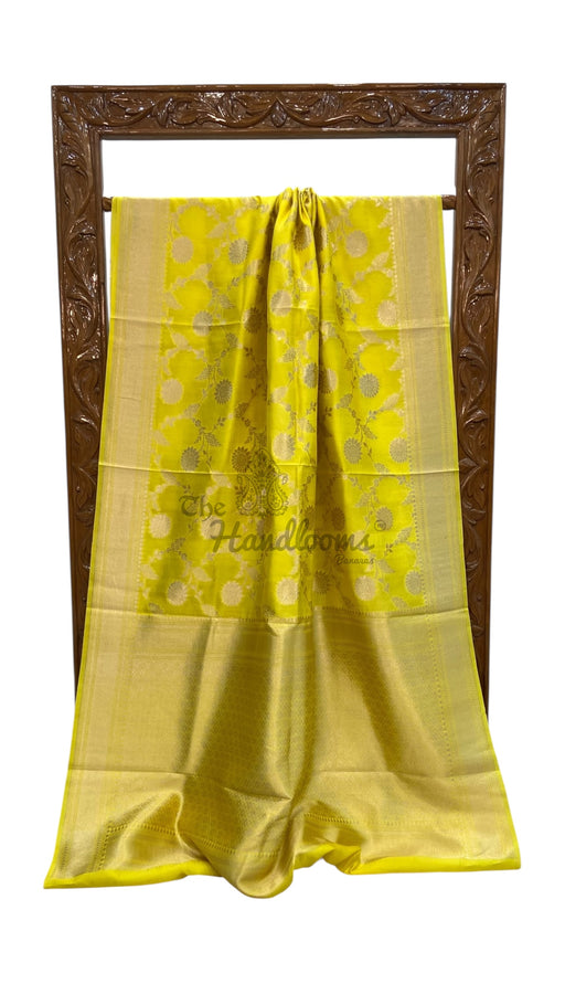 Yellow Pure Chiniya Khaddi Handloom Banarasi Saree - The Handlooms