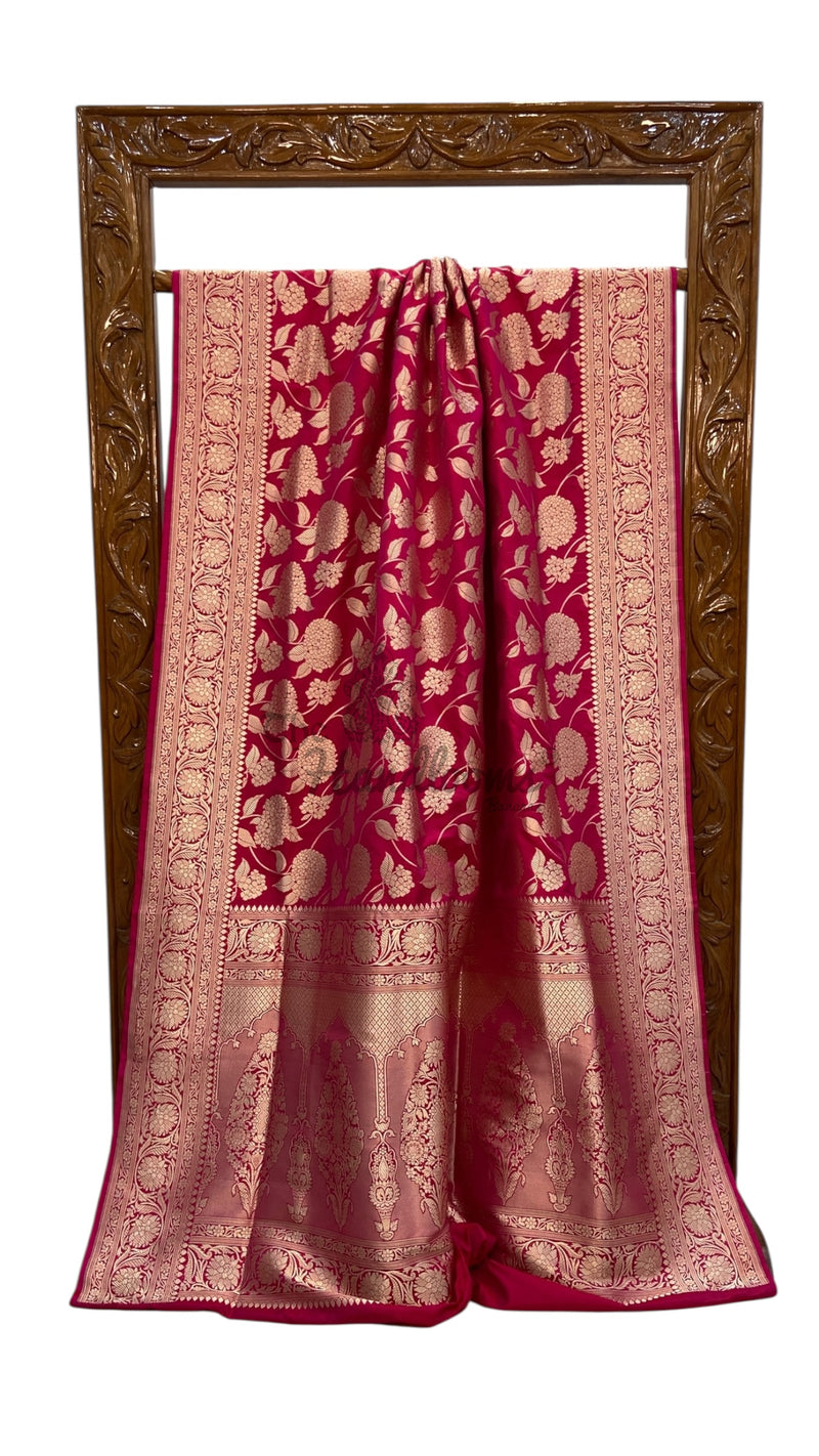 Pure Katan Silk Banarasi Handloom Saree - All Over Jaal Work - The Handlooms