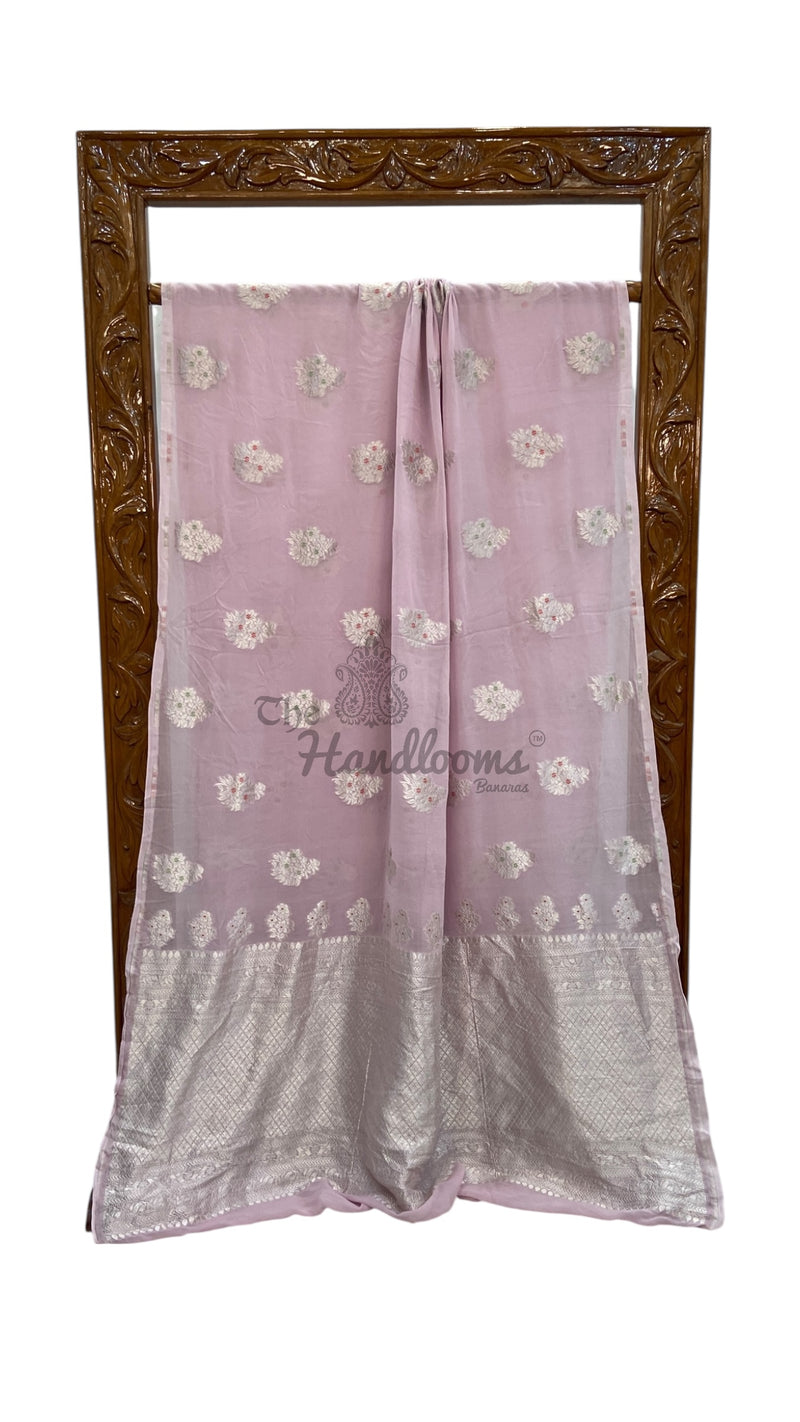 Pure Khaddi Georgette Banarasi Saree -  water zari - The Handlooms