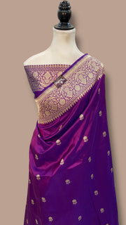 Pure Katan Silk Banarasi Handloom Saree - All Over Kadua Motifs - The Handlooms