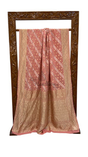 Khaddi Georgette Handloom Banarasi Saree - All Over Sona Roopa Jaal Work - The Handlooms