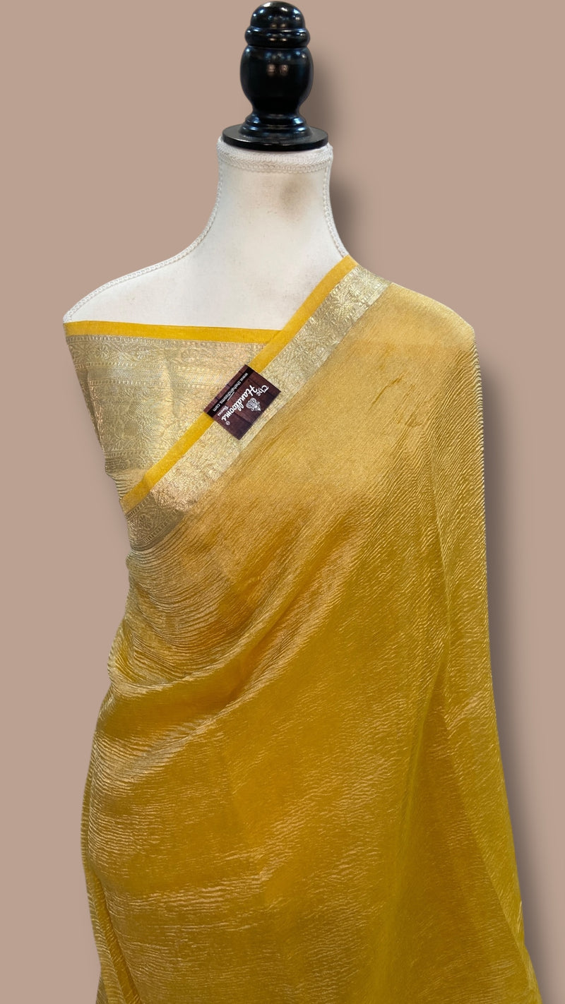 Pure Kora Tissue Crush Handloom Banarasi Saree - The Handlooms