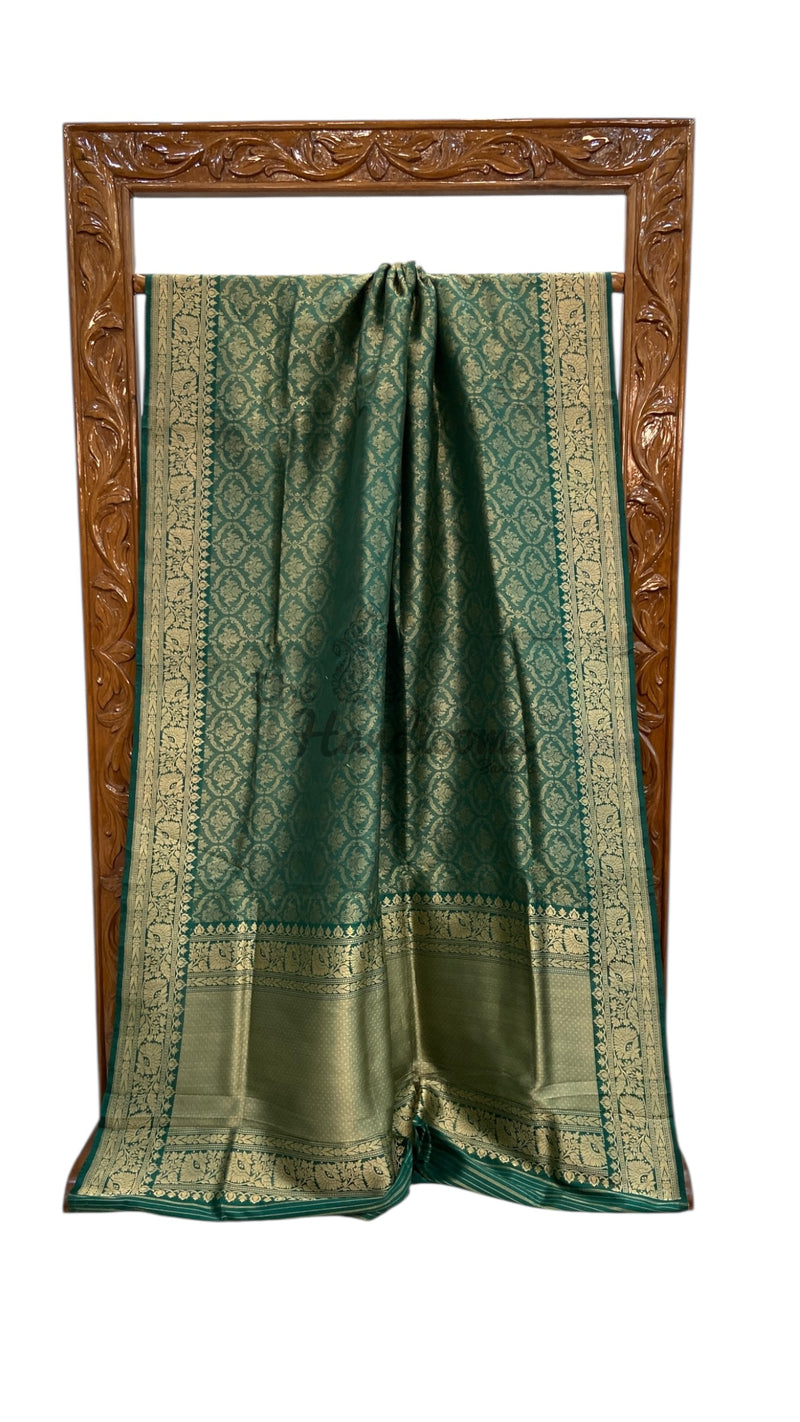 Regal Pure Katan Silk Banarasi Saree – Handwoven Tanchui Brocade l - The Handlooms