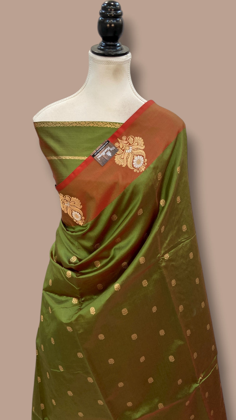 Pure Katan Silk Banarasi Handloom Saree - All Over Kadua Motifs - The Handlooms