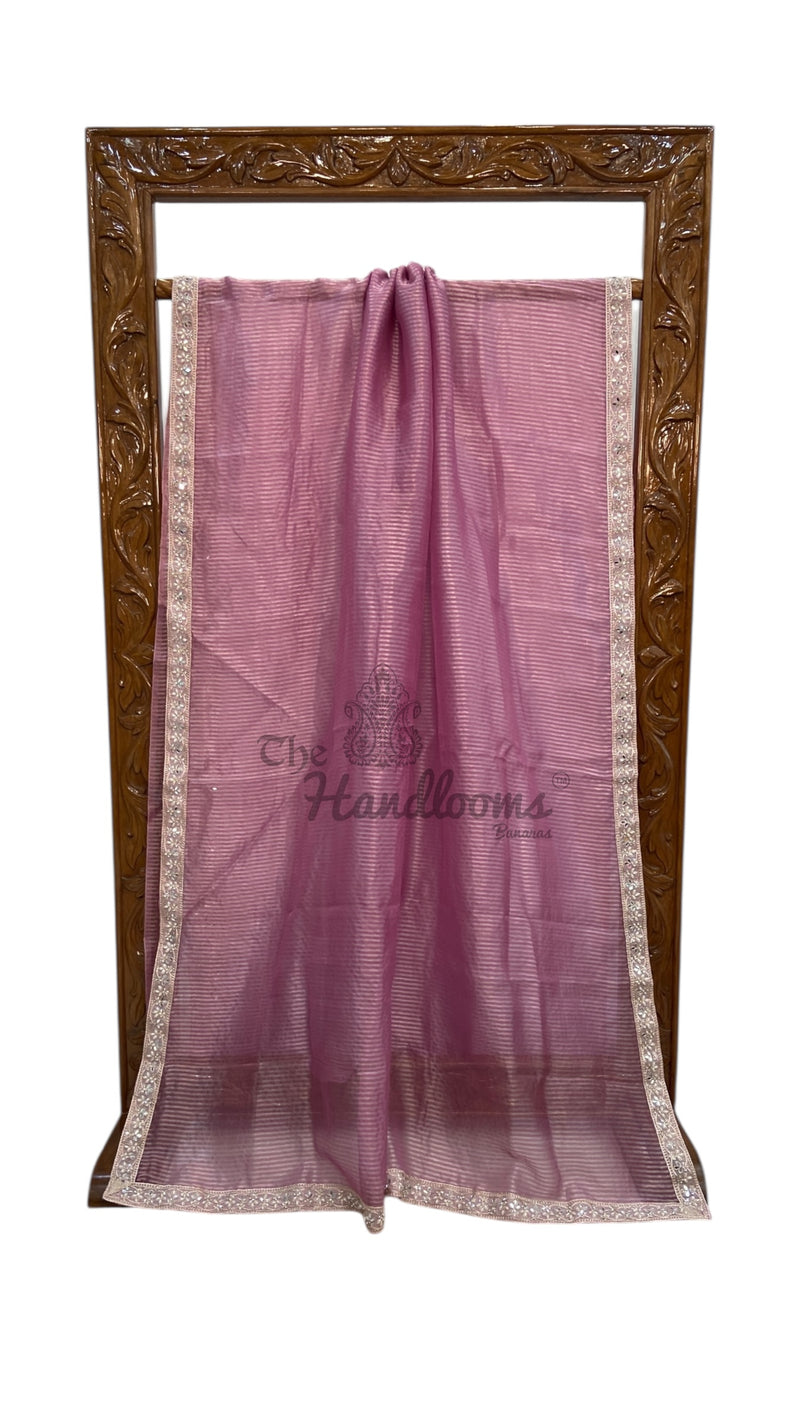 Pure Kora Tissue Handloom Banarasi Saree With Lace