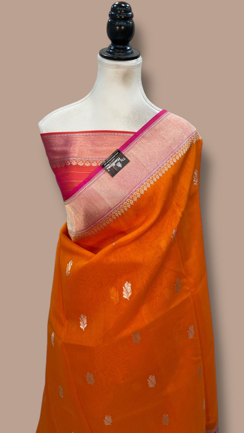 Pure Kora Handloom Banarasi All Over Kadua Motifs Saree