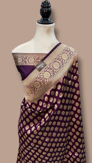 Pure Katan Silk Banarasi Handloom Saree - All Over Jaal Work - The Handlooms