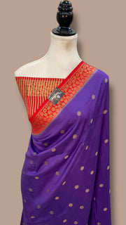 Moonga Georgette Handloom Banarasi Saree - The Handlooms