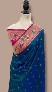 Pure Katan Silk Banarasi Handloom Saree - All Over Kadua Motifs - The Handlooms
