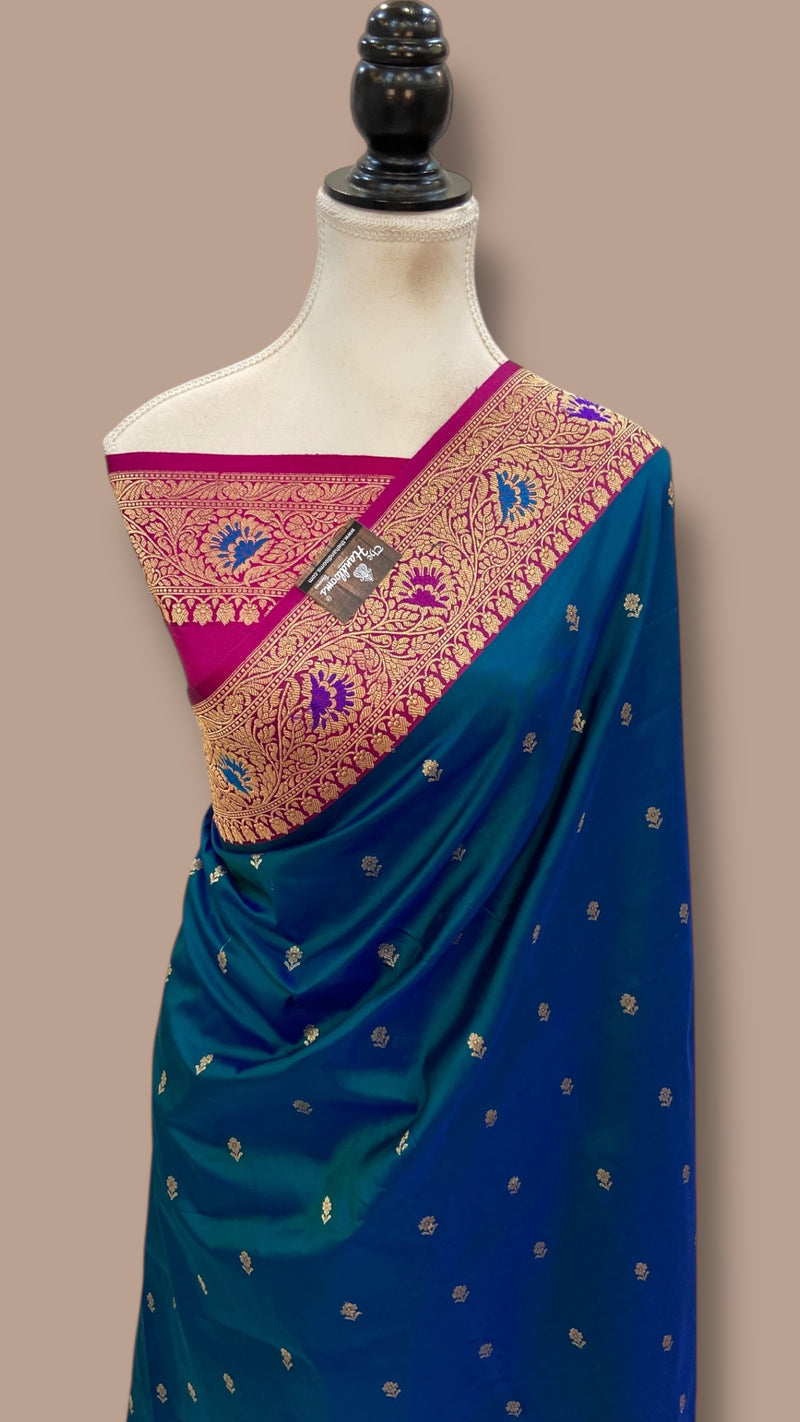 Pure Katan Silk Banarasi Handloom Saree - All Over Kadua Motifs - The Handlooms