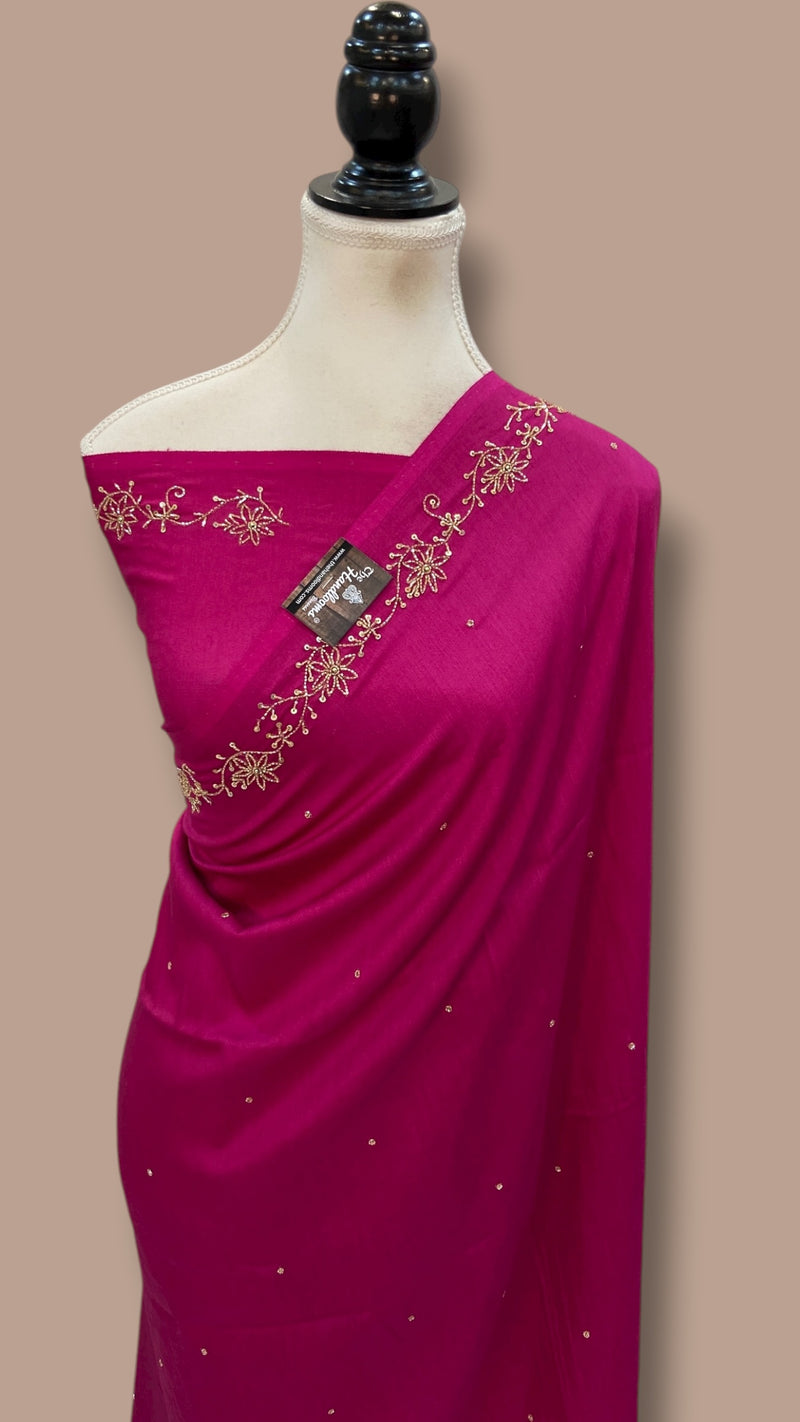 Pure Moonga Georgette Handloom Banarasi Saree With Handwork - The Handlooms