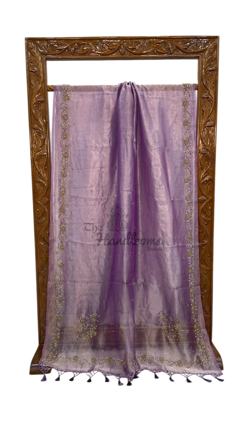 Pure Kora Tissue Handloom Banarasi Saree - Handwork - The Handlooms