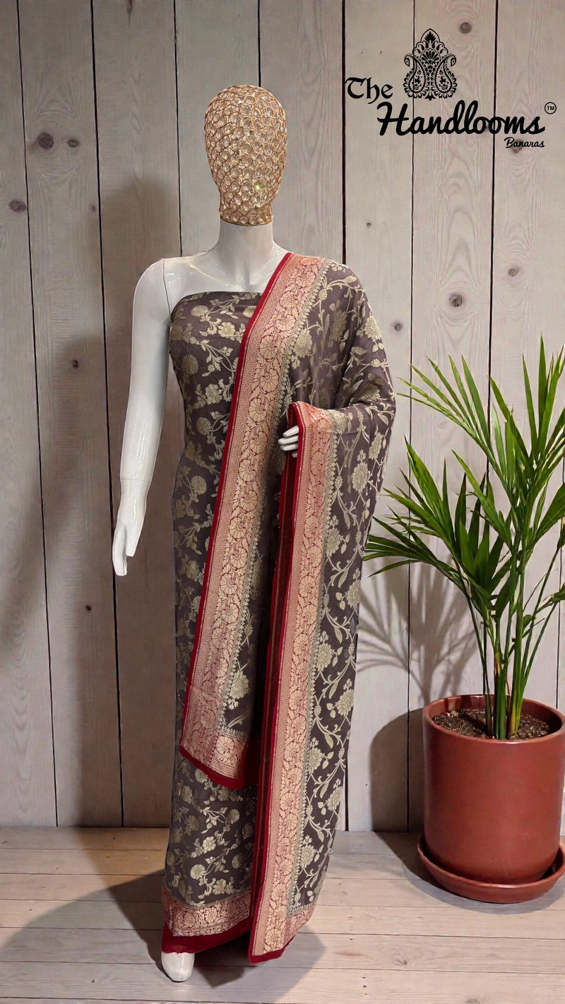 Khaddi Georgette Banarasi Dress material Water Zari - The Handlooms