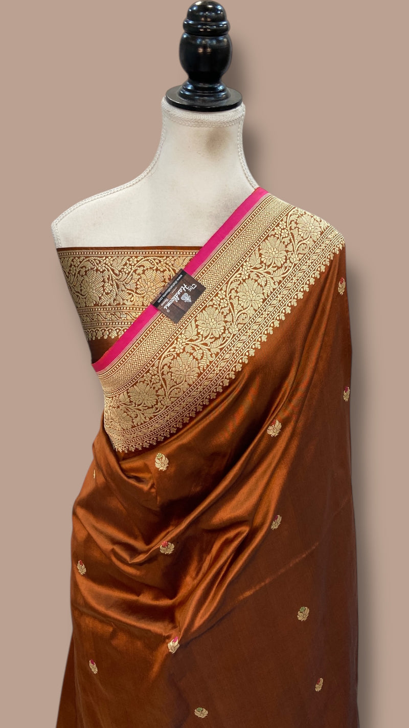 Pure Katan Silk Banarasi Handloom Saree - All Over Kadua Motifs