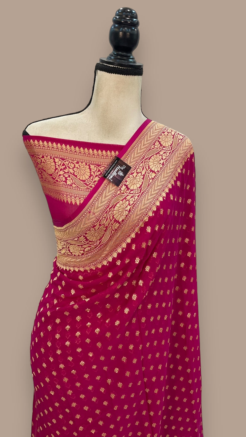 Pure Khaddi Georgette Banarasi Saree -  Gold zari - The Handlooms