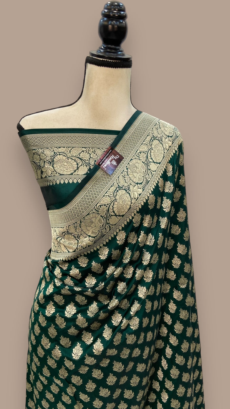 Pure Katan Silk Banarasi Handloom Saree - All Over Jaal Work - The Handlooms