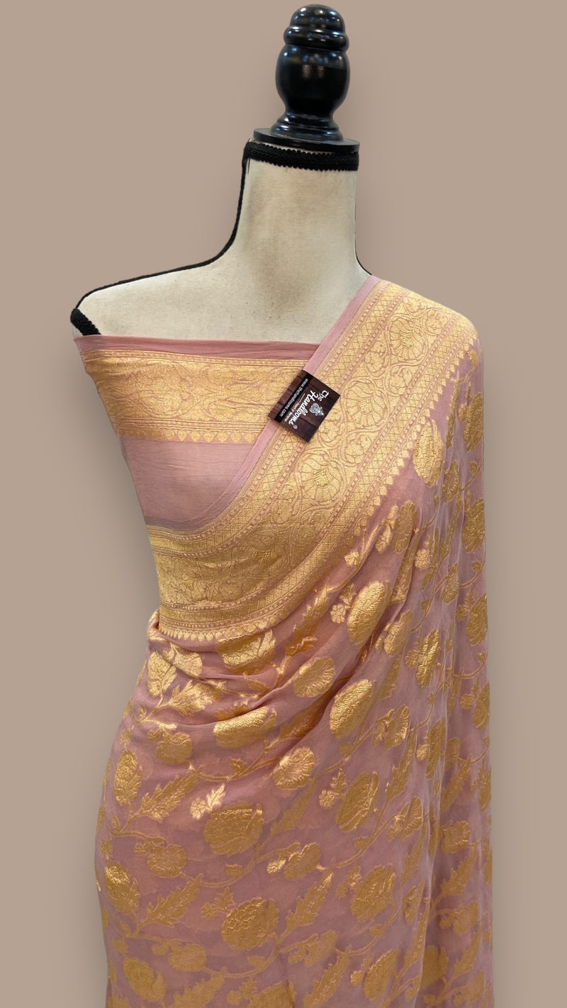 Khaddi Georgette Banarasi Saree - Gold zari - The Handlooms